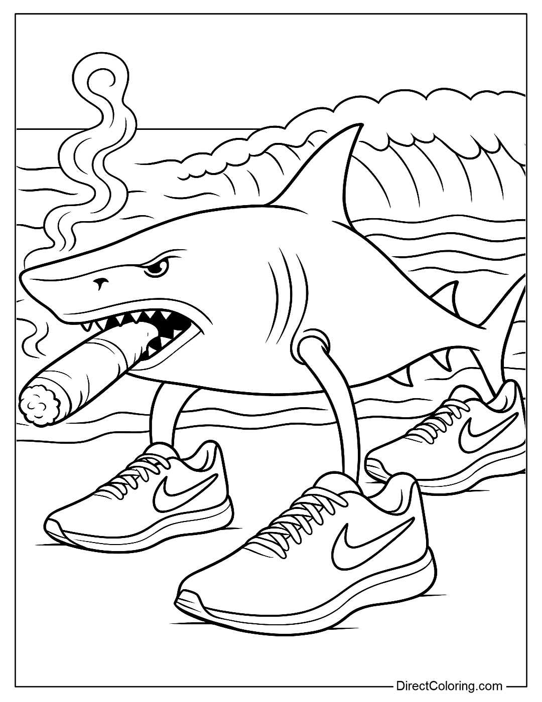 Tralalero Tralala Smoking Coloring Page